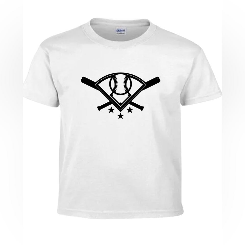 Gildan Kids White Baseball Bat Graphic Tee
